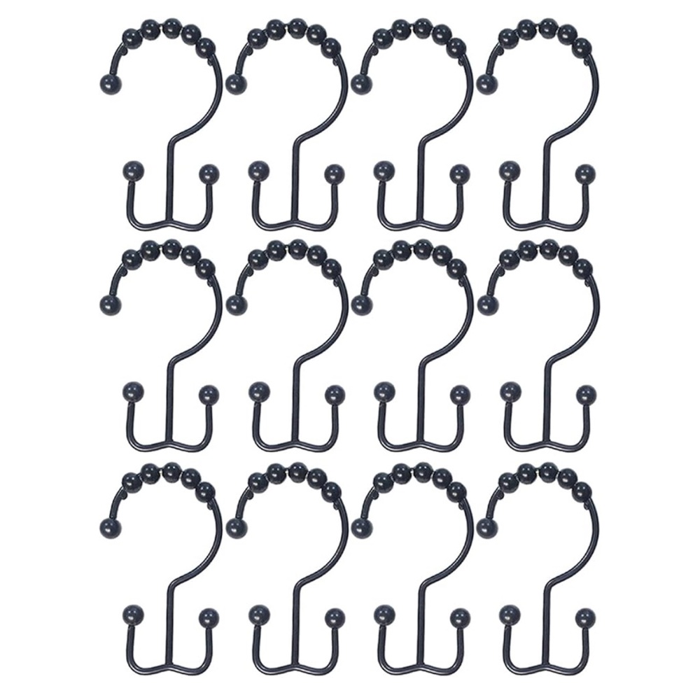 Shower Curtain Hooks with Rolling Balls,Double Rustproof - Dark Bronze
